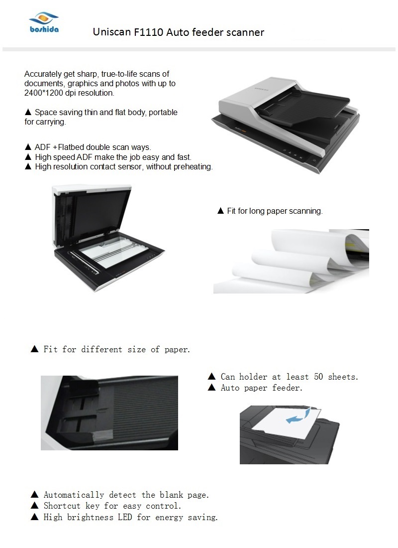 F1110 Auto feeder scannerShenzhen Boshida Optical